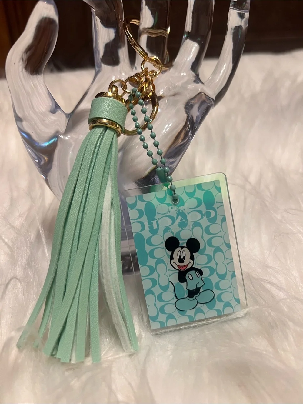 Mickey Mouse Aqua Tassel Keychain